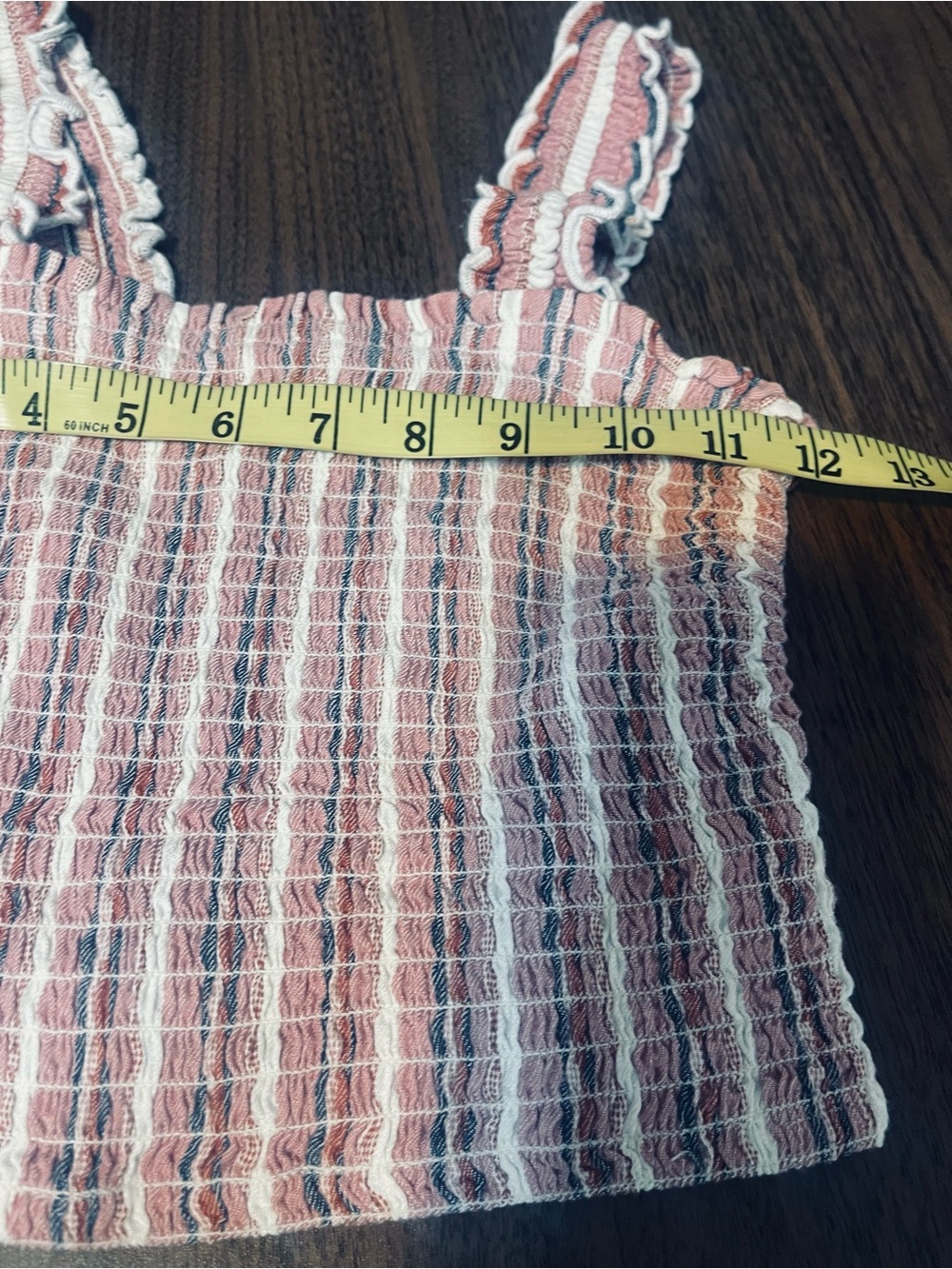 Hollister Pink Striped Smocked Square-Neck Crop Top - Picture 5 of 6